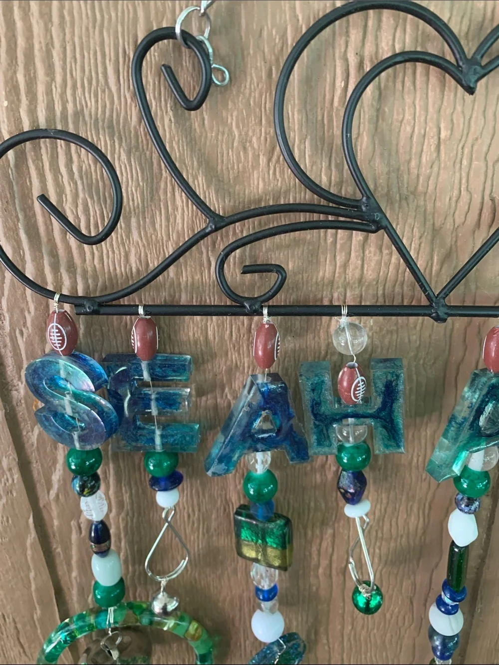 Seahawks Green & Blue Beaded Wall Hanging